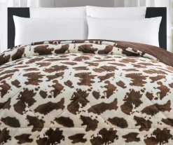 Cream & Brown Cow Print Faux Fur King Comforter -Broyhill Sales Store 810617566 P 01