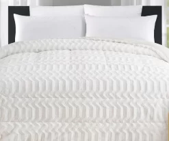 White Chevron Stripe Faux Fur King Comforter 10 White Chevron Stripe Faux Fur King Comforter -Broyhill Sales Store 810617570 P 01