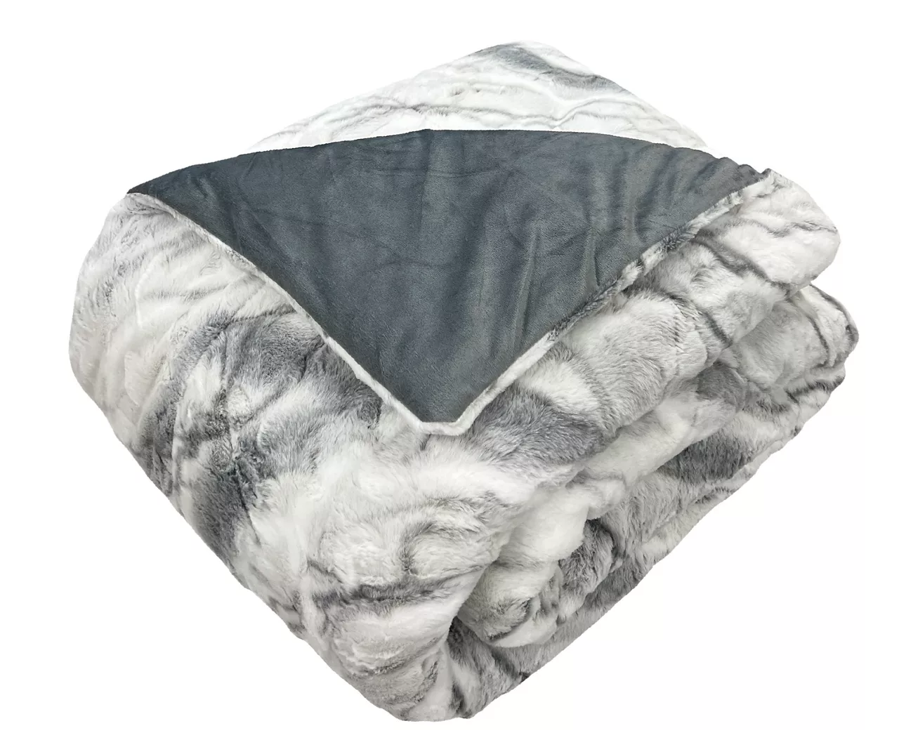 Gray Marble Print Faux Fur King Comforter 4 Gray Marble Print Faux Fur King Comforter - Image 2