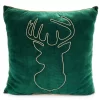 Festive Gathering Green Deer Linework Throw Pillow